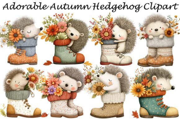 Adorable Autumn Hedgehog Clipart