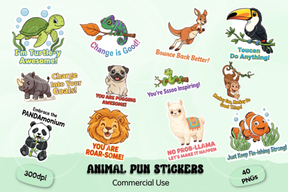 Animal Pun Stickers PNG Bundle: Strategic Value for Creative and Business Projects