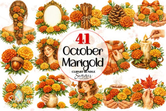 Autumn Floral October Marigold Clipart: A Workflow Guide for Creators
