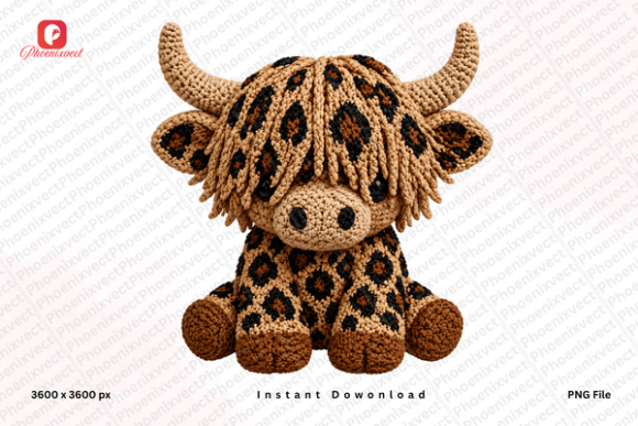 Bringing Whimsy to Life: The Magic of the Faux Yarn Leopard Highland Cow PNG