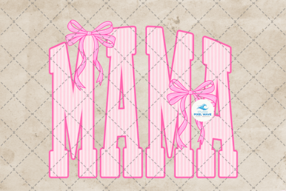 Coquette Pink Seersucker Stripe Mama PNG: Elevating Mom Aesthetics with Preppy Style