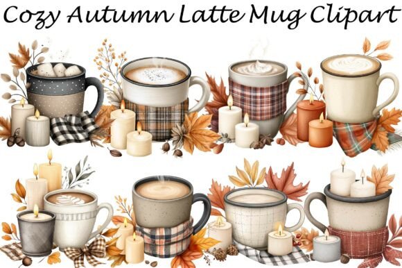 Cozy Autumn Latte Mug Clipart: Bringing Warmth to Your Designs