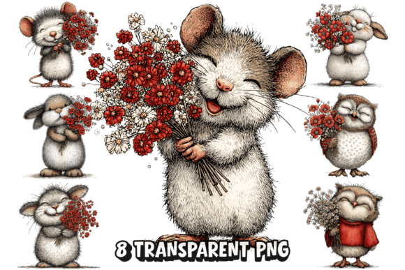 Cute Mouse Flowers PNG Clipart for Creative Designs