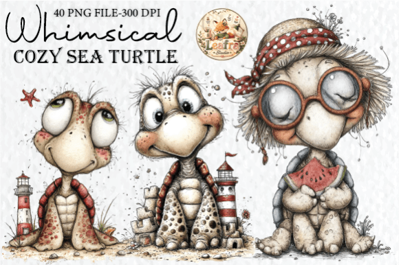 Dive Into a Warm and Playful Ocean World with Whimsical Cozy Sea Turtle Clipart