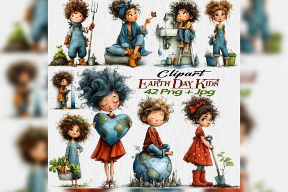 Earth Day Kids Clipart PNG Spring Set