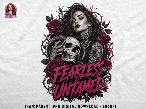 Fearless Untamed Skull Rose Girl Design