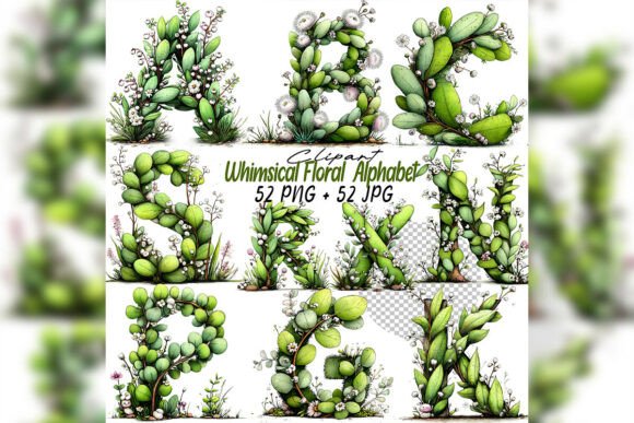 Floral Alphabet Clipart Set ABC PNG