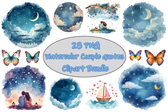 Mastering the Art of Romantic Night Sky Watercolor Clipart in Modern Design