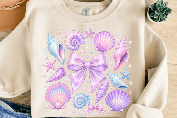Pastel Seashell Bow PNG: Coastal Charm for Creators