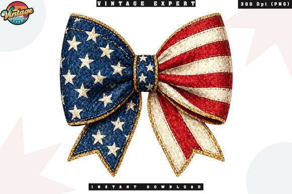 Patriotic Bow USA Flag Patchwork PNG: A Versatile Design for Your Creative Projects