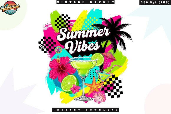 Summer Vibes Color Splash Cocktail PNG: A Versatile Design for Trendy Summer Products