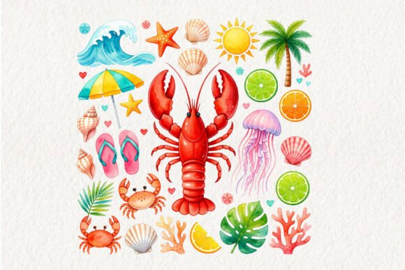 Unlocking Creative Potential with Retro Lobster Beach Summer PNGs