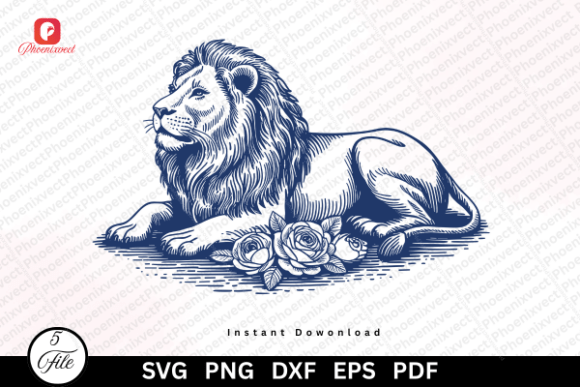 Vintage Hand Drawn Floral Lion SVG PNG: A Design Evaluation