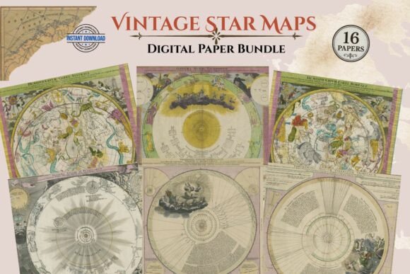 Vintage Star Maps Digital Paper Bundle: A Guide to Authentic Celestial Design