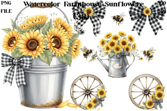 Watercolor Farmhouse Sunflower Clipart