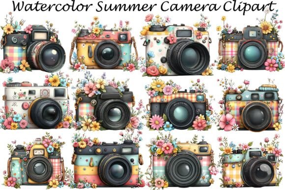 Watercolor Summer Camera Clipart Guide