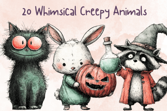 Whimsical Creepy Animals Clipart: The Perfect Blend of Spooky and Cute for Modern Design