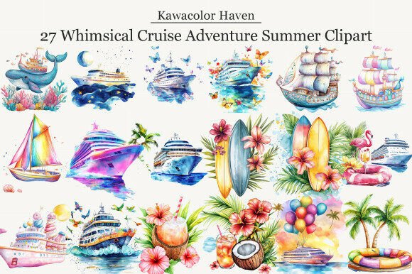 Whimsical Cruise Adventure Summer Clipart: A Practical Asset for Creative Workflows