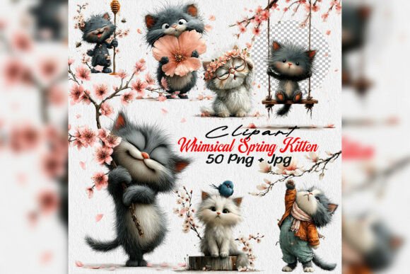 Whimsical Spring Kitten Watercolor Png: A Creative Resource for Seasonal Designs